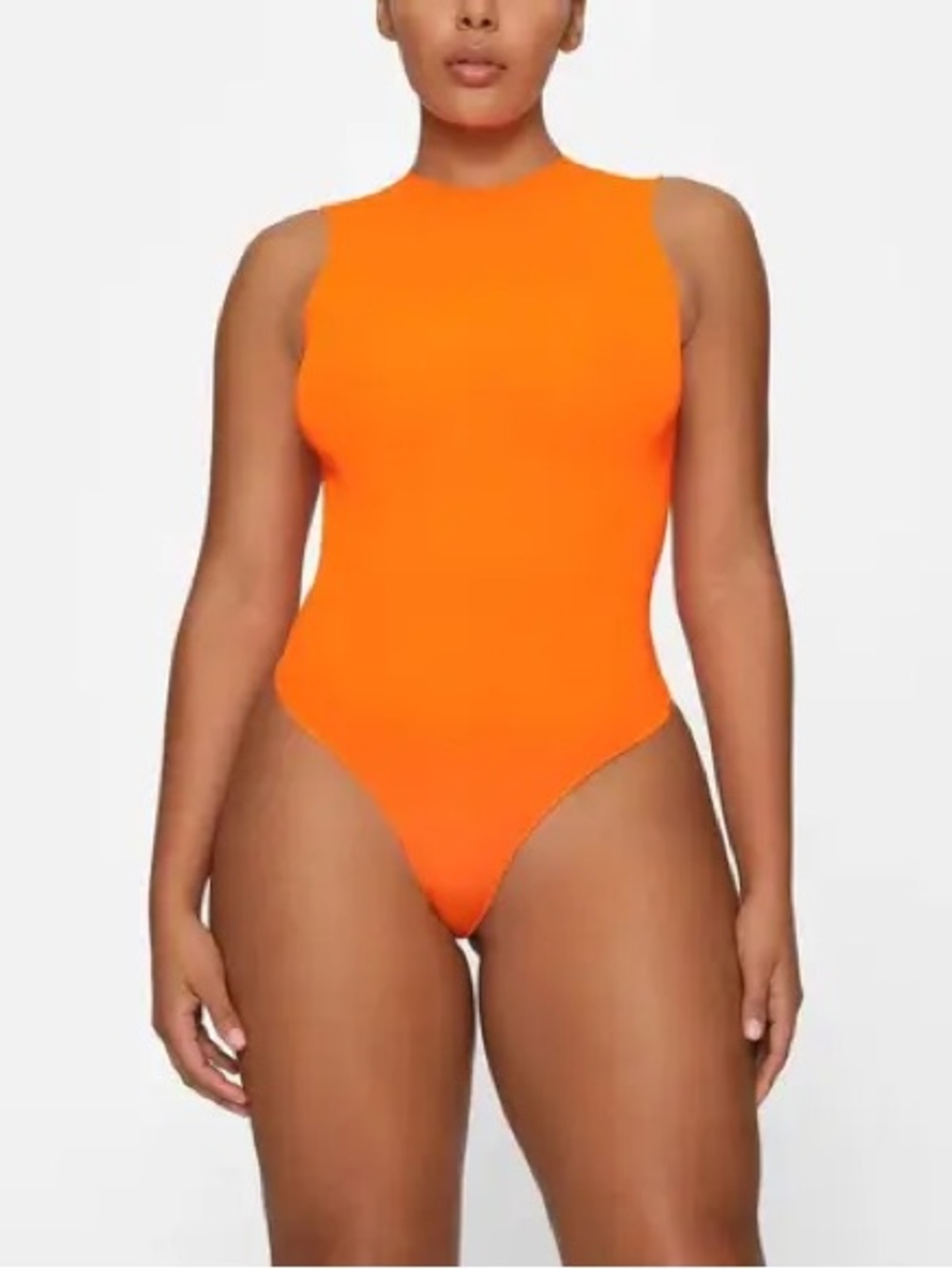 REORIA size M Smoothing sleek Women's Neon Orange High Neck One-Piece bodysuit